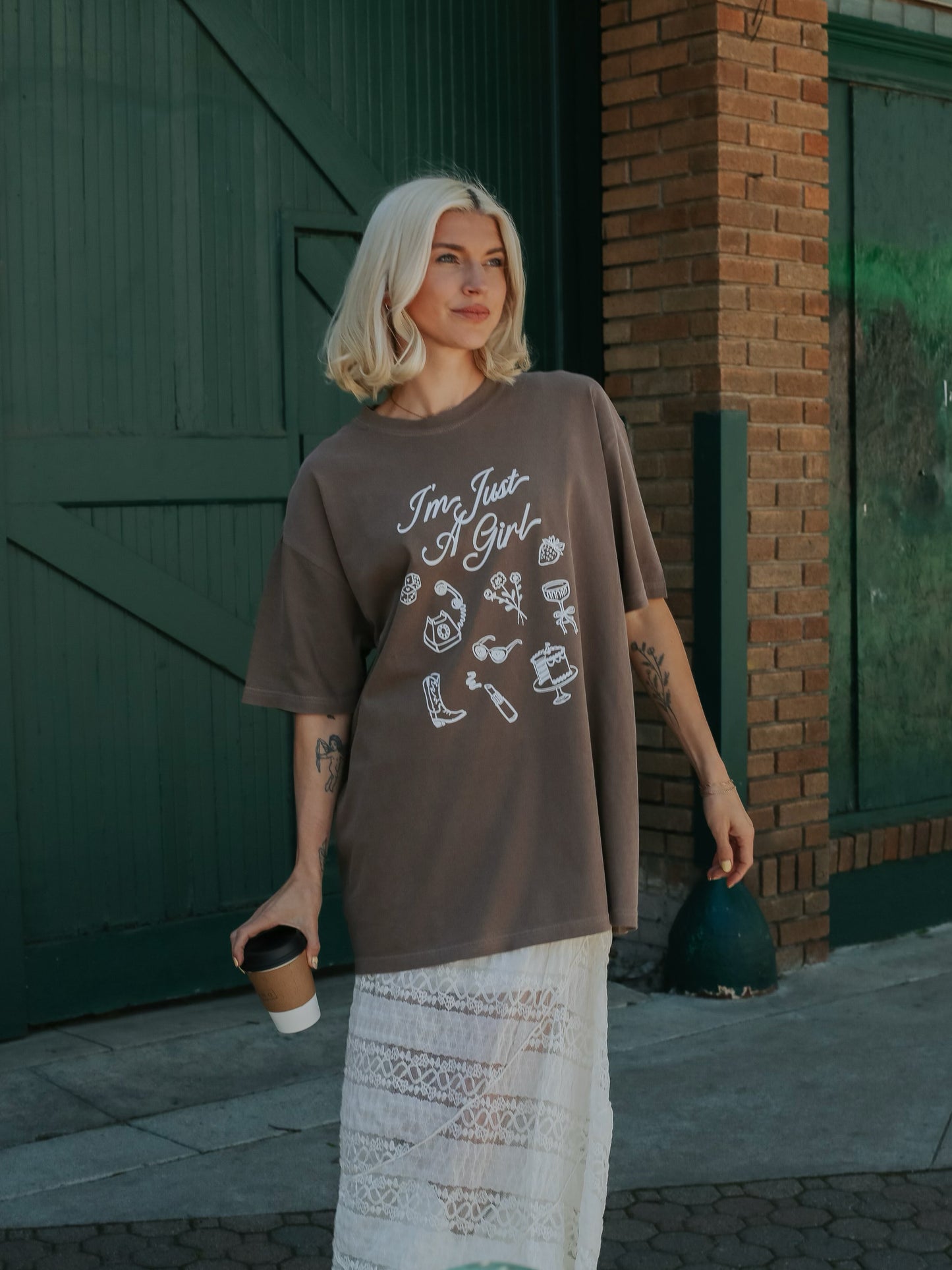 Just A Girl Tee—Espresso
