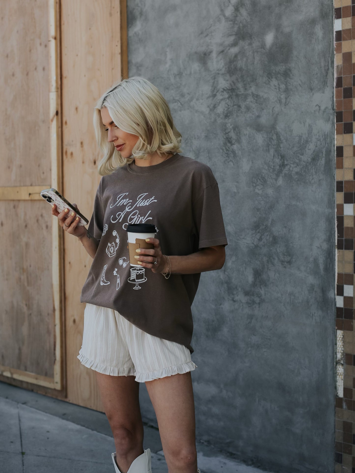 Just A Girl Tee—Espresso