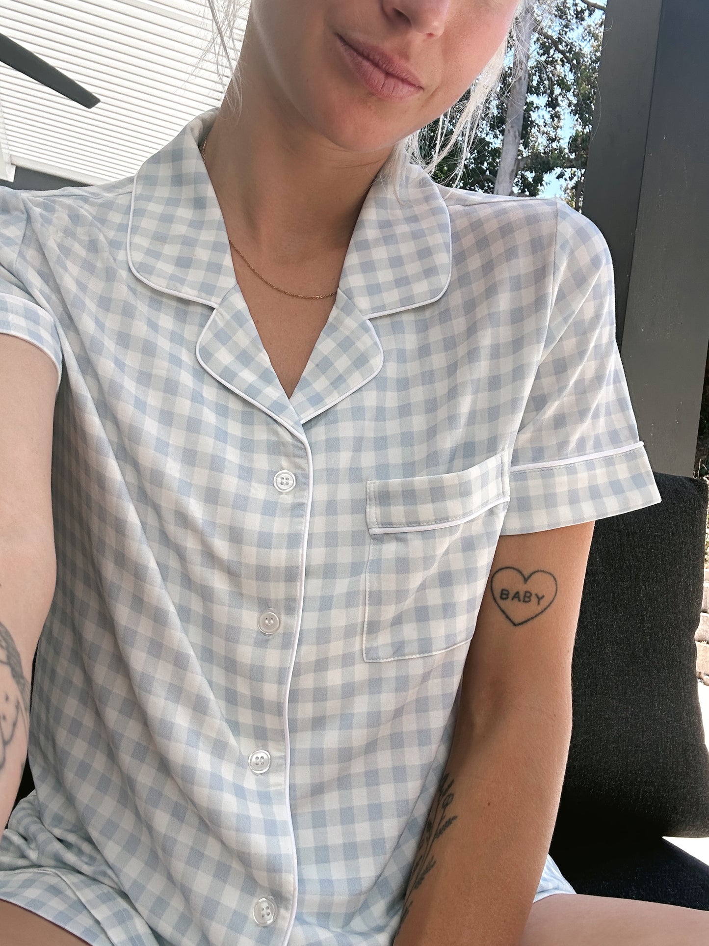 Soft Gingham Pajama Short Set